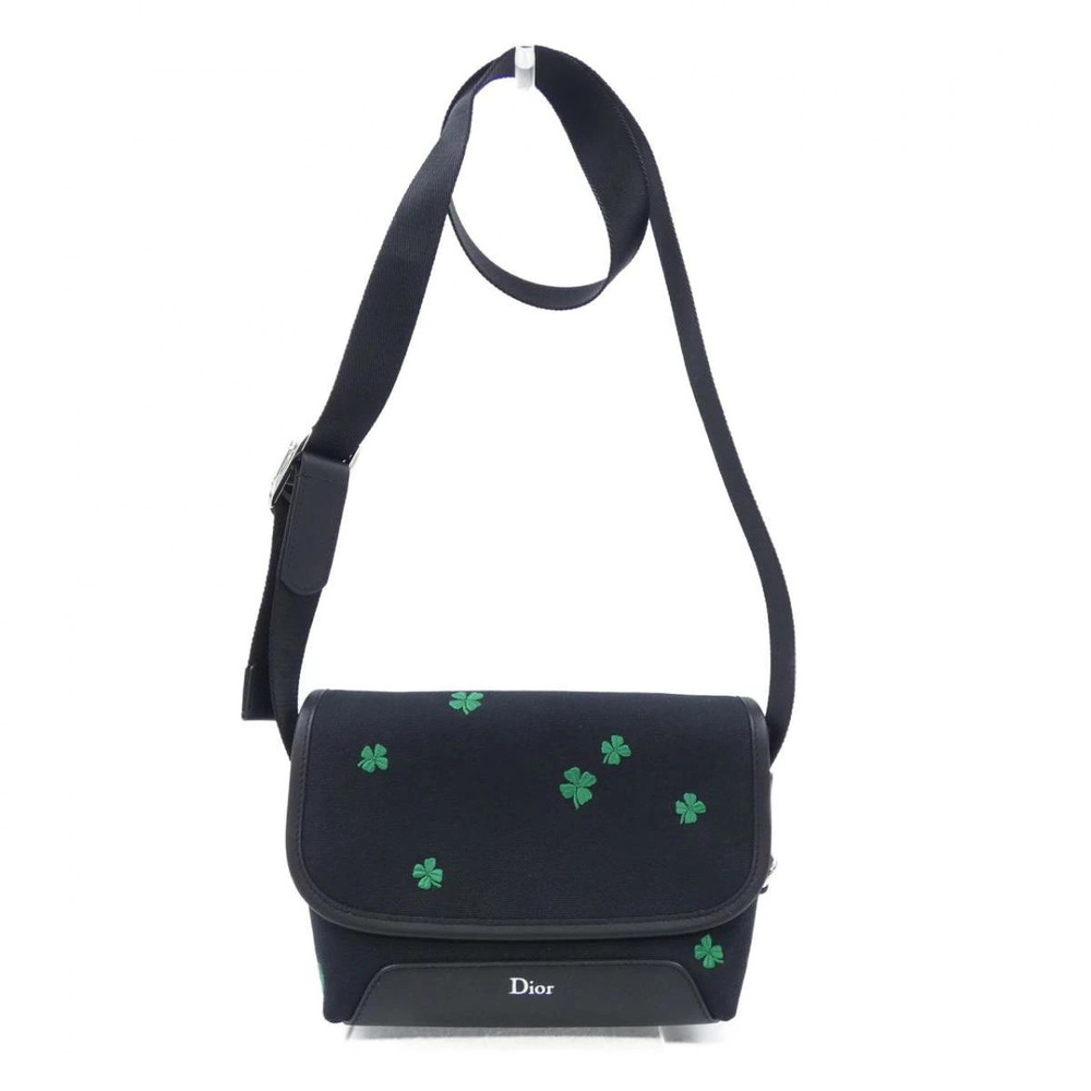 Christian Dior Jett Messenger Bag Flap black canvas green clover